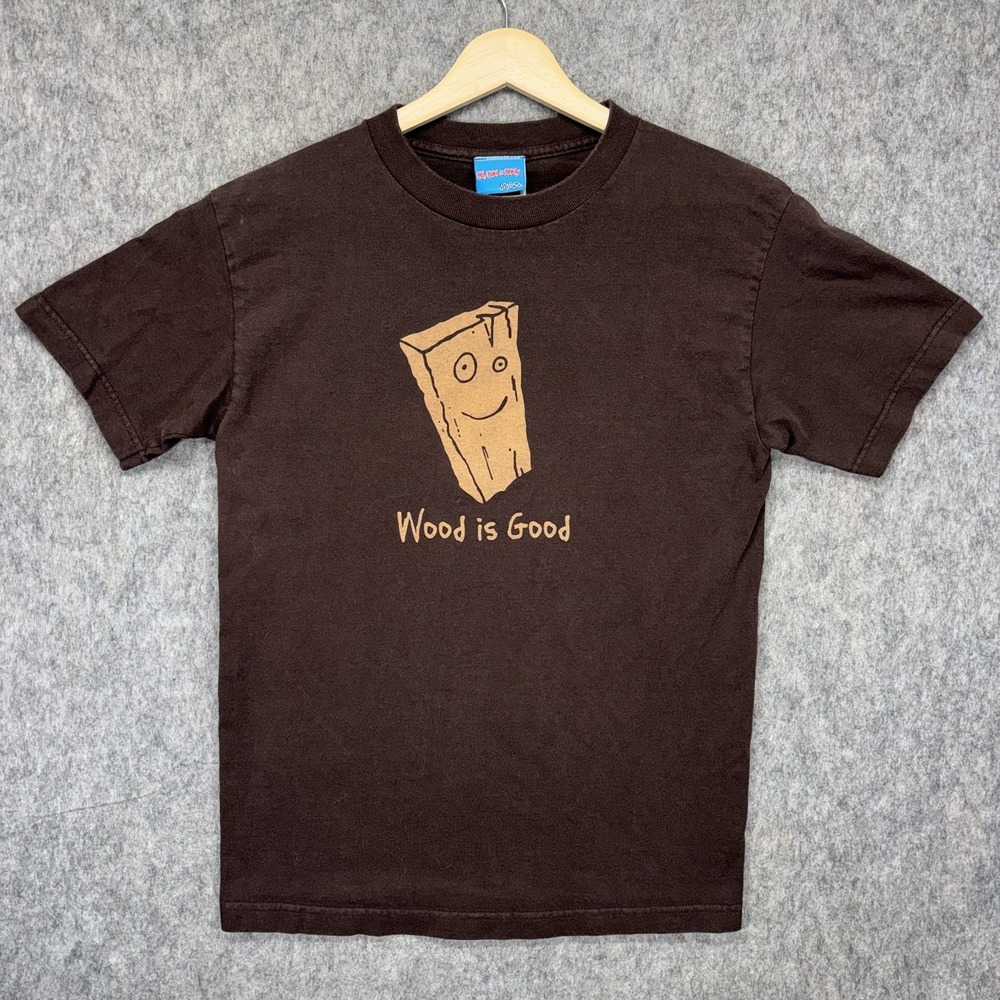 Cartoon Network Ed Edd N Eddy Wood is Good Plank T-Shirt Men's Small Brown